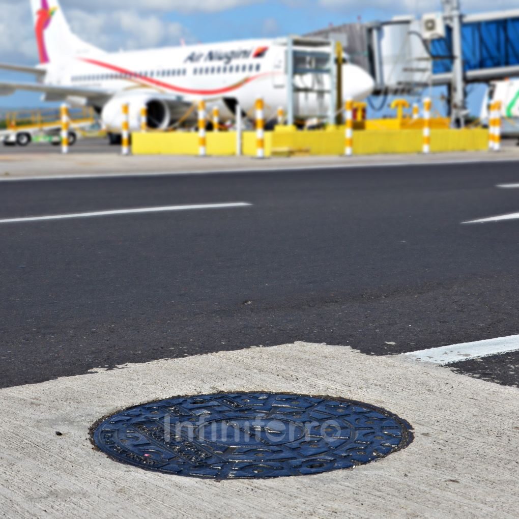 cast iron manhole cover at bali airport